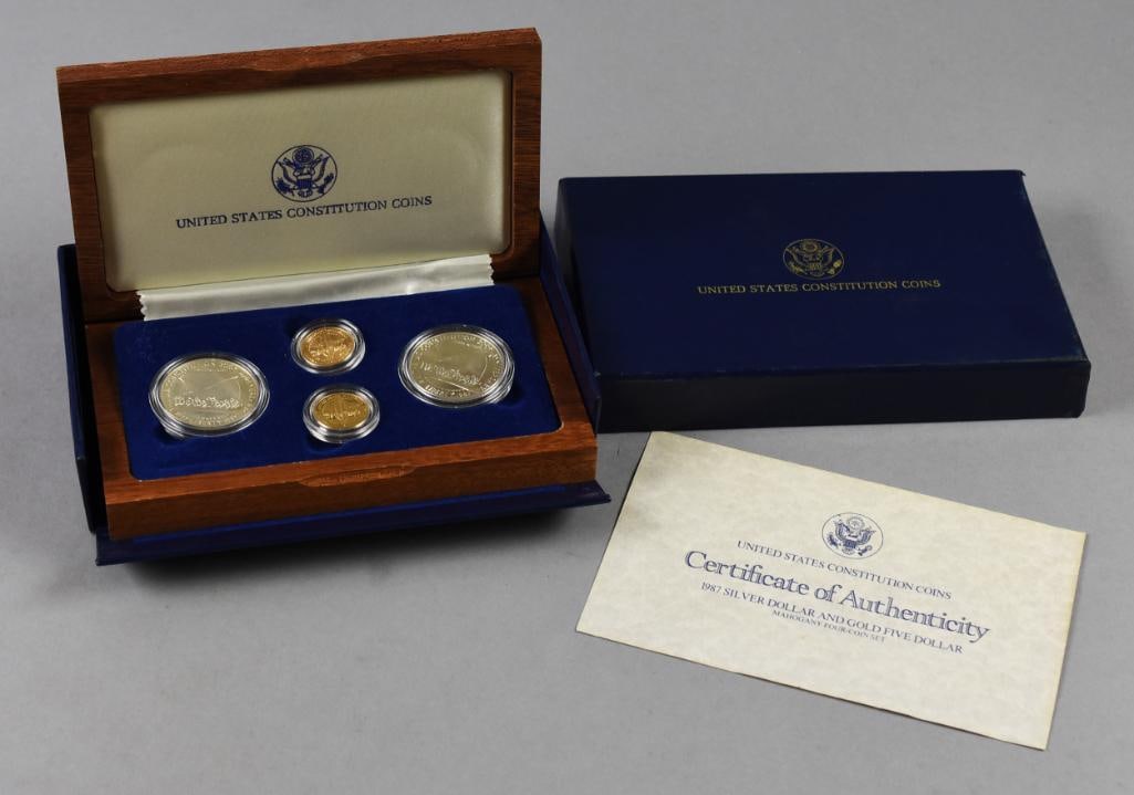 1987 US Constitution Gold & Silver Coins, .900 Fine-COA (1 of 7)