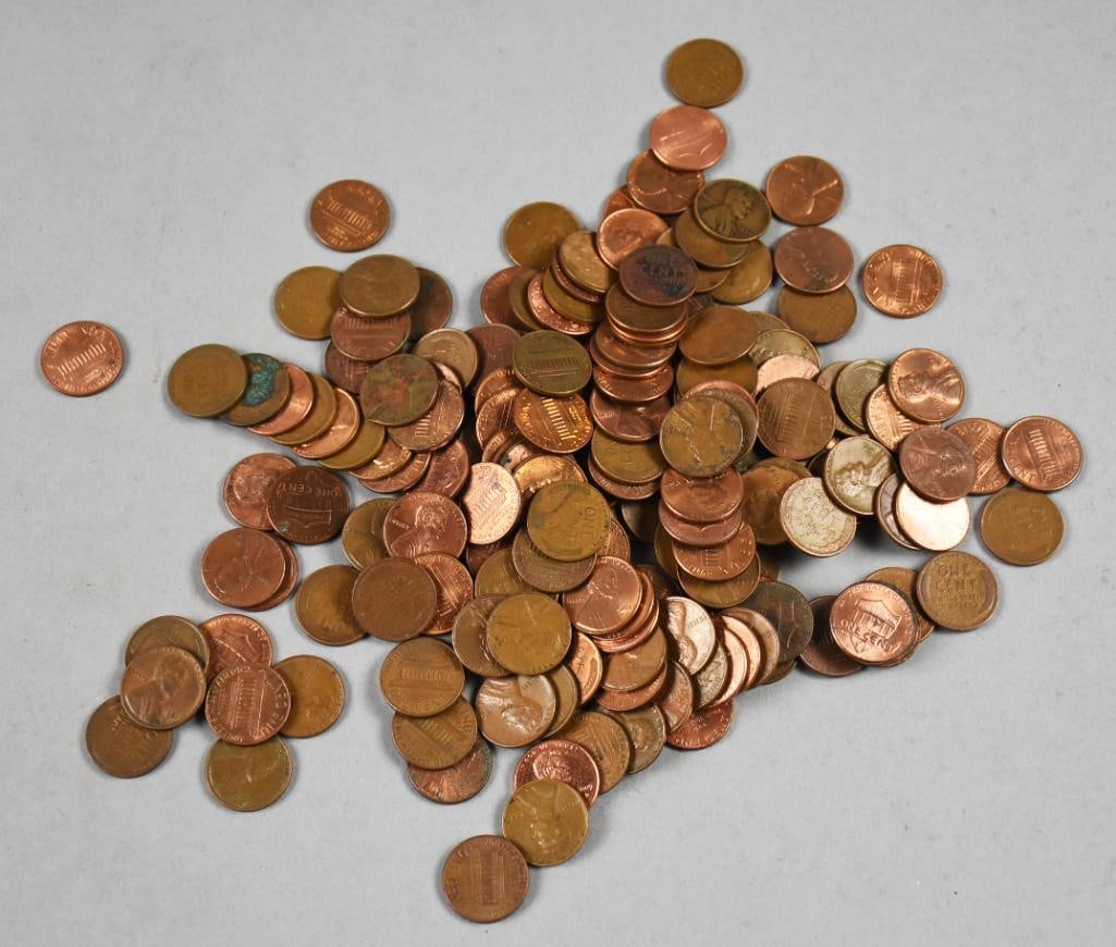 (195) Assortment Wheat & Lincoln Pennies-Unsorted-Fine-XF (1 of 5)