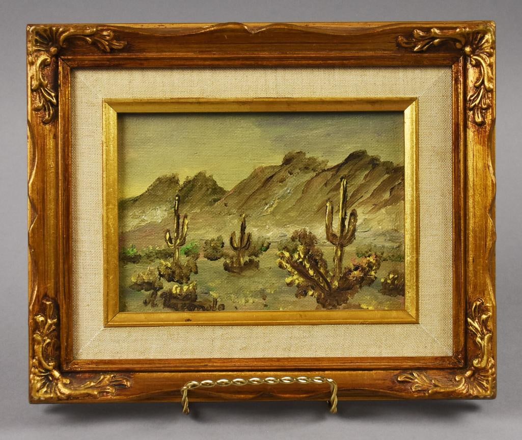 Plein Air Desert Oil Painting on Canvas, Signed (1 of 5)