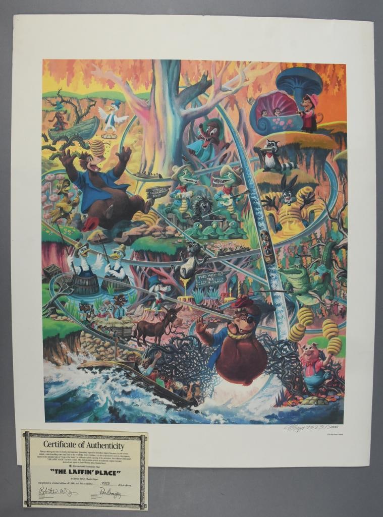 Charles Boyer Signed Disneyland Laffin Place Litho-COA (1 of 6)