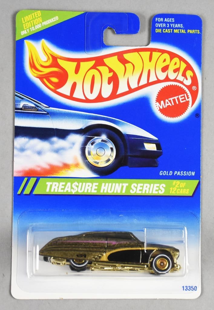 1994 Mattel Hot Wheels Treasure Gold Passion-MOC-NOS: 1994 Mattel Hot Wheels Treasure Gold Passion-MOC-NOS. Single owner collection from the largest toy collector on the West Coast.