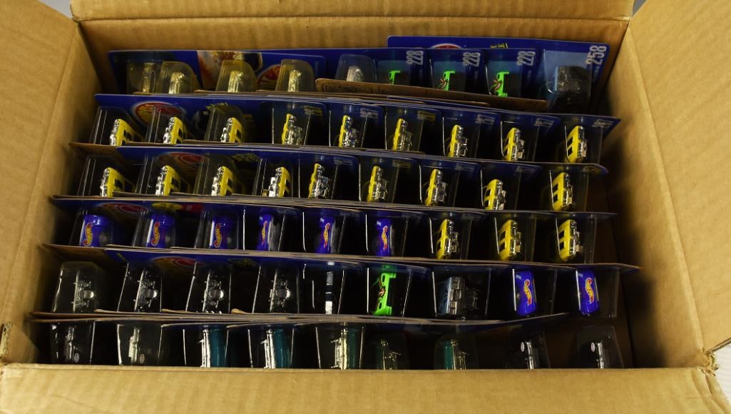 144+ 1990s Mattel Hot Wheels Asst. Orig Shipping Box-NOS: Case 1990s Mattel Hot Wheels Asst. Orig Shipping Box-NOS. Includes Aero Flash, Fuji Blimp, Blazer, Cyber Cruiser, Gulch Stepper, Ferarri, Cadillac, Chevy, Hiway Hauler, Jaguar, Lumina, Olds, Porsche,
