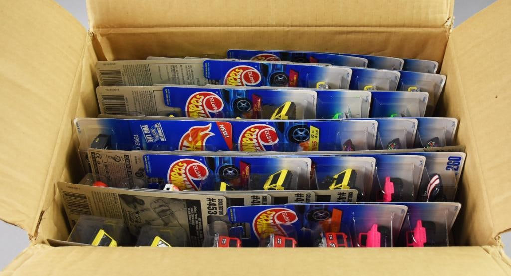 152 1990s Mattel Hot Wheels Asst. Orig Shipping Box: Case 1990s Mattel Hot Wheels Asst. Original Shipping Box-NOS. Unsorted. Single owner collection from the largest toy collector on the West Coast.