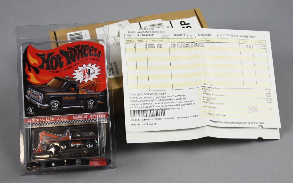 2011 Hot Wheels RedLine Club Ramblin' Wrecker LE 988/3192-NOS: 2011 Hot Wheels RedLine Club Ramblin' Wrecker LE 988/3192-NOS. Includes the original shipping box and invoice. Single owner collection from the largest toy collector on the West Coast.
