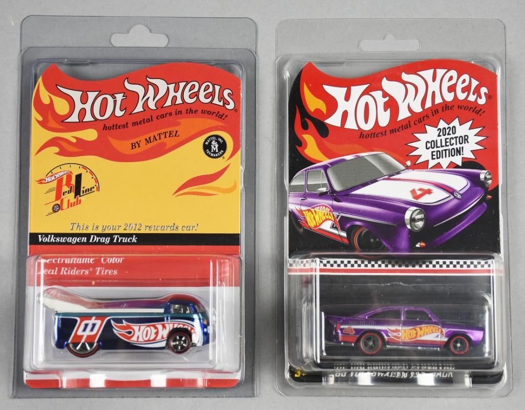 2012, 19 Ltd Ed RLC Hot Wheels Volkswagen Die-Cast-MOC-NOS: 2012, 19 Ltd Ed Redline Club Hot Wheels Volkswagen Die-Cast-MOC-NOS. Includes the Drag Bus 5656/6655 and '65 Fastback. Single owner collection from the largest toy collector on the West Coast.