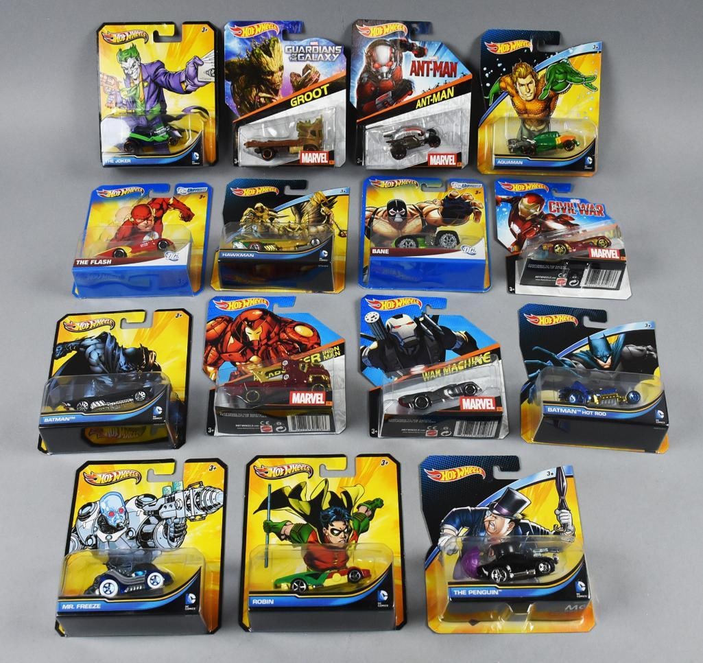 (15) 2000s Mattel Hot Wheels Marvel Die-Cast Cars-MOC-NOS (1 of 3)