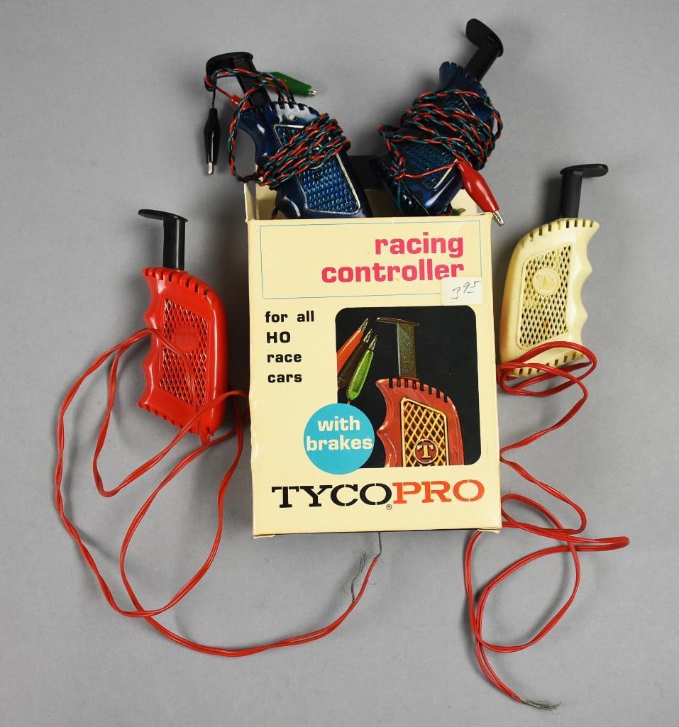 (3) c1970 Slot Cars Tyco Pro Racing Controllers-Original Box: Lot is three c1970 Tyco Pro Racing Controllers-one comes in the original box. Single owner collection from the largest toy collector on the West Coast.