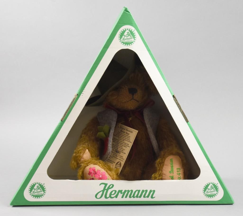 Hermann, Original Bavarian Mohair Bear-Ltd Ed 413/555-MIB: Hermann, Original Bavarian Mohair Bear-Ltd Ed 413/555-MIB. Single owner collection from the largest toy collector on the West Coast.