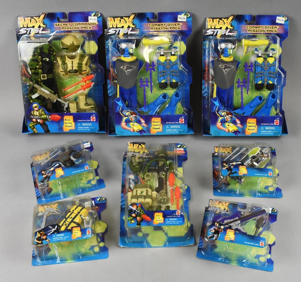 (8) 1999-00 Mattel Max Steel Action Figures & Gear-MOC-NOS (1 of 4)