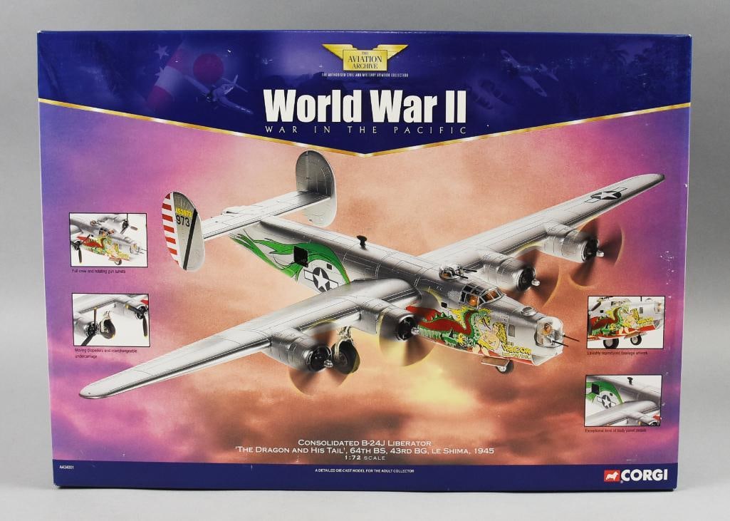 2003 Corgi Classics Consolidated B-24D Liberator-MIB-NOS: Lot is 2003 Corgi Classics Consolidated B-24D Liberator-MIB-NOS. Nicknamed The Dragon on His Tail. Single owner collection from the largest toy collector on the West Coast.
