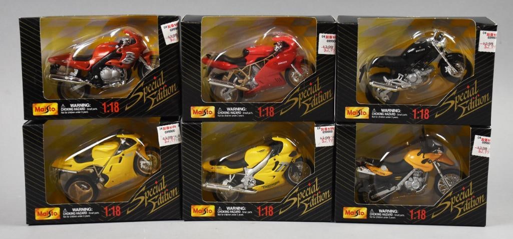 (6) 2001 Maisto Special Edition Motorcycles 1:18 Scale-NOS (1 of 2)