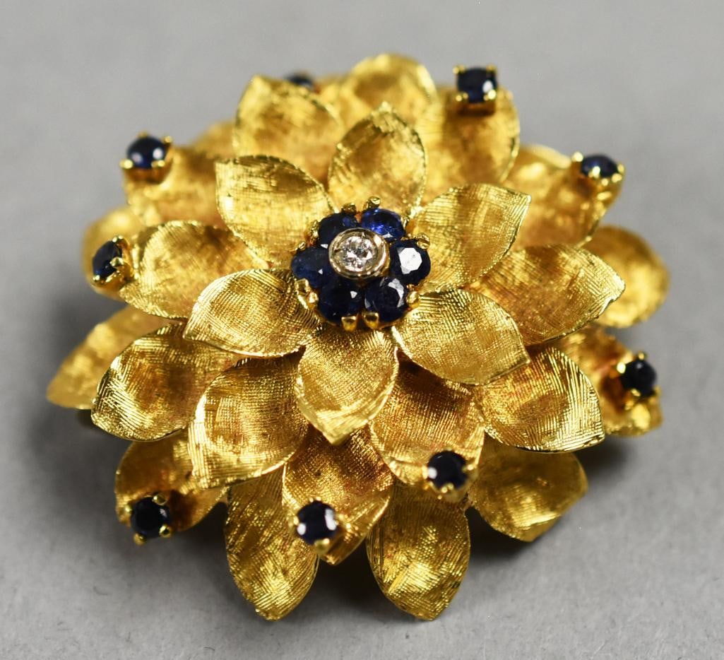 Cartier 18K Gold Sapphire Diamond Numbered Brooch (1 of 12)