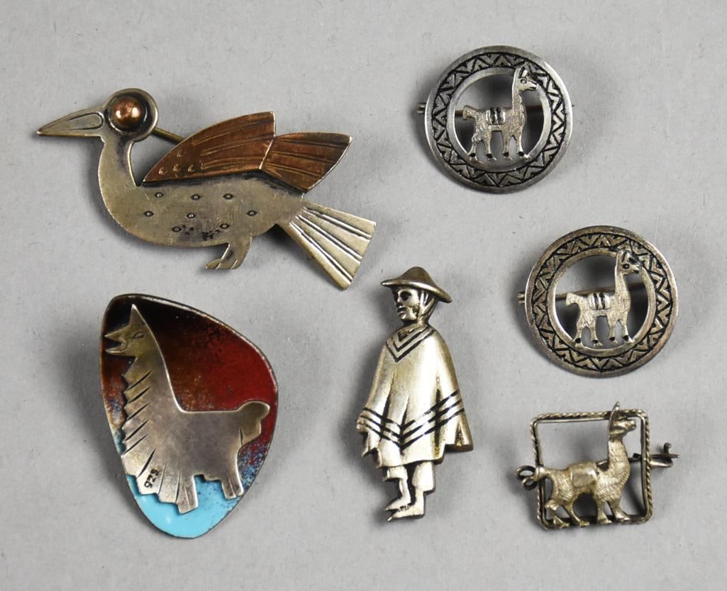 Vintage Peru Sterling Brooch Assortment, Laffi PLUS (1 of 9)