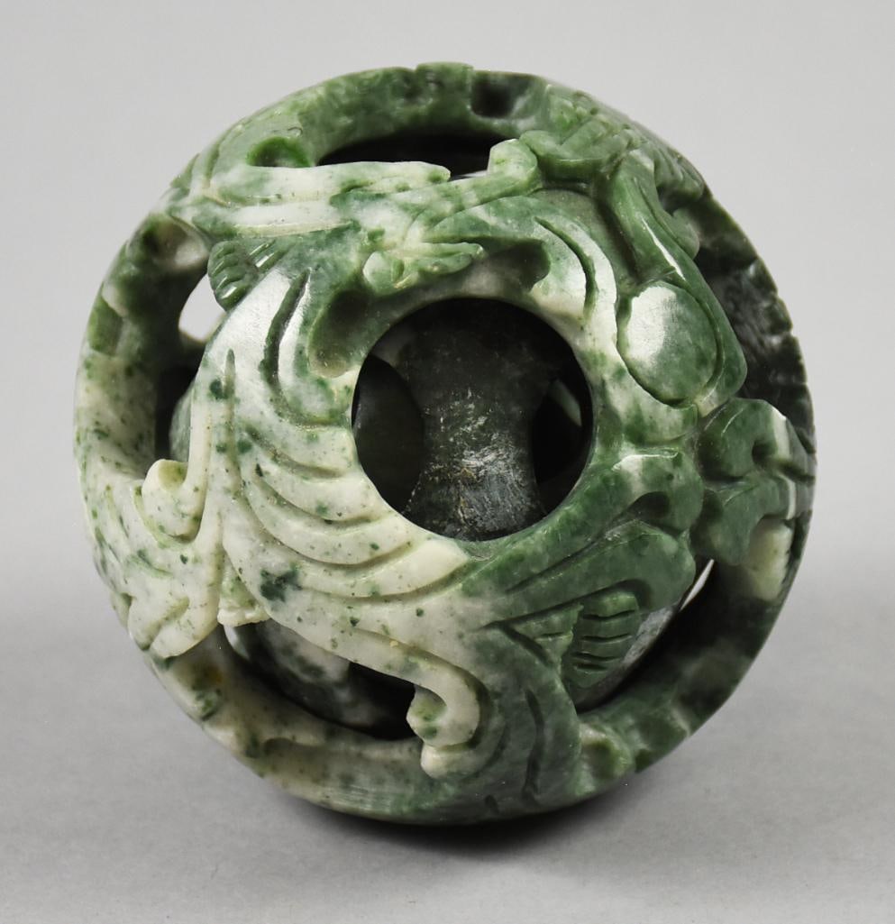 Chinese Spinach Jade Linglong Puzzle Sphere/Ball Large (1 of 5)