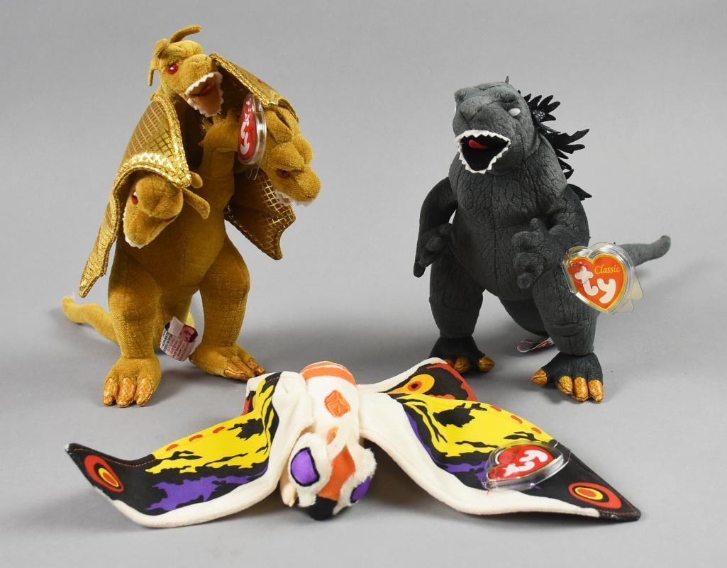 2001 Ty Beanie Babies Mothra, Godzilla & King Gidorah-NOS (1 of 9)