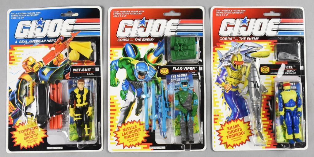 (3) 1991 Hasbro GI Joe-Flak Viper-Wet Suit-Eels Figs-NOS (1 of 2)