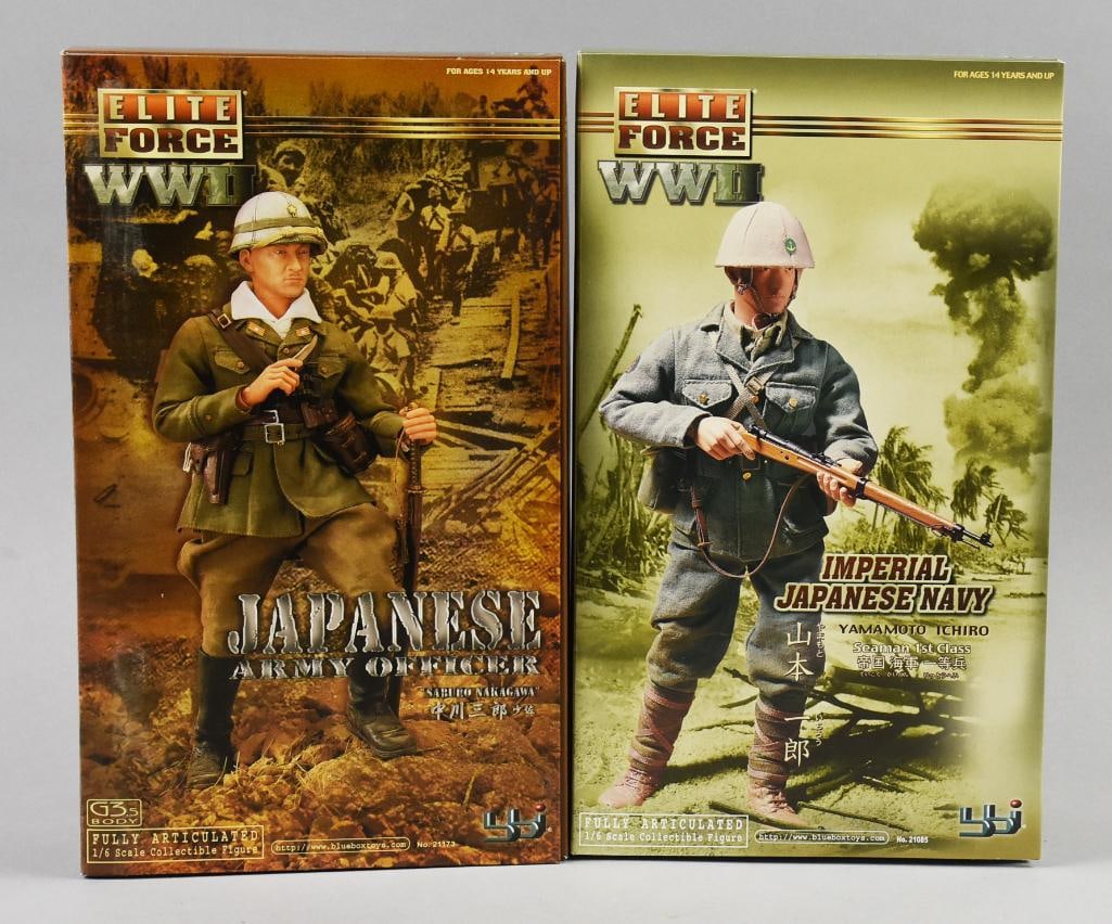 (2) 2002 BBi Elite Force Japanese Army & Navy 12"-MIB-NOS: Lot is two 2002 BBi Elite Force Japanese Army Officer & Imperial Japanese Navy - MIB-NOS. Single owner collection from the largest toy collector on the West Coast.