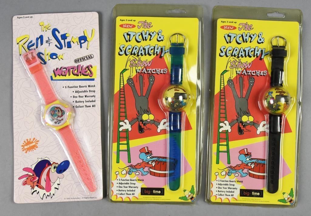 (3) 1992-93 Ren & Stimpy -Itchy & Scratchy Watches-MIP-NOS (1 of 4)