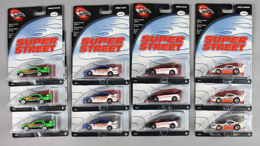 (12) 2002 Mattel Hot Wheels Super Street Die-Cast-MOC-NOS (1 of 4)