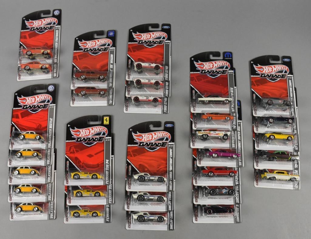 (30) 2010 Mattel Hot Wheels Garage Die-Cast-MOC-NOS: Lot is 30 2010 Mattel Hot Wheels Garage Die-Cast-MOC-NOS. Includes Oldsmobile, Dodge, Chevy, Mercury, Plymouth, Ford and more, with various models. Lot contains duplicates. Single owner collection fro