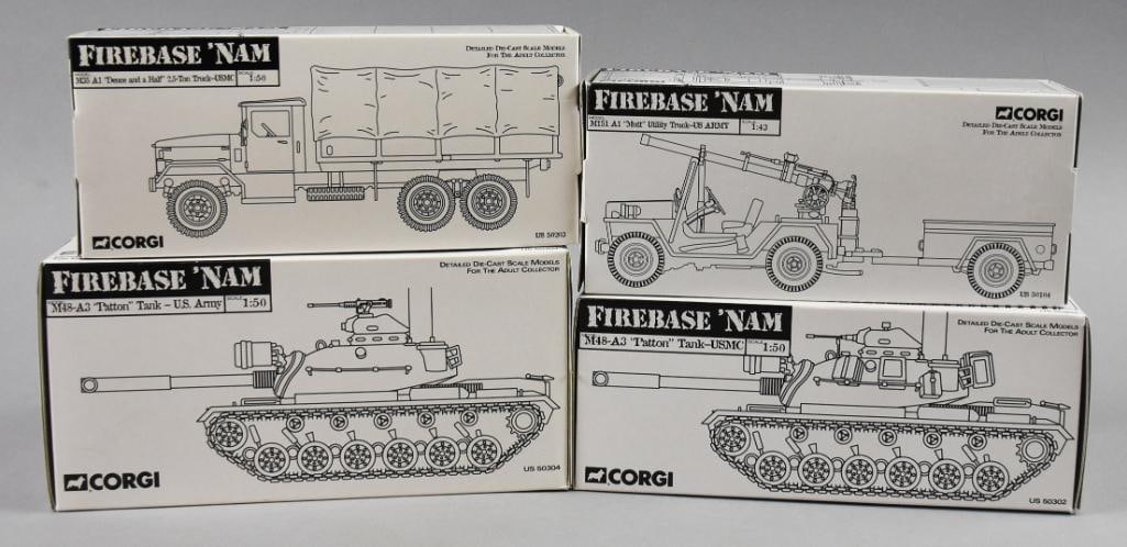 (4) 2000-01 Corgi FireBase 'Nam Tanks, Truck & Jeep 1:43/1:50-MIB-NOS (1 of 6)