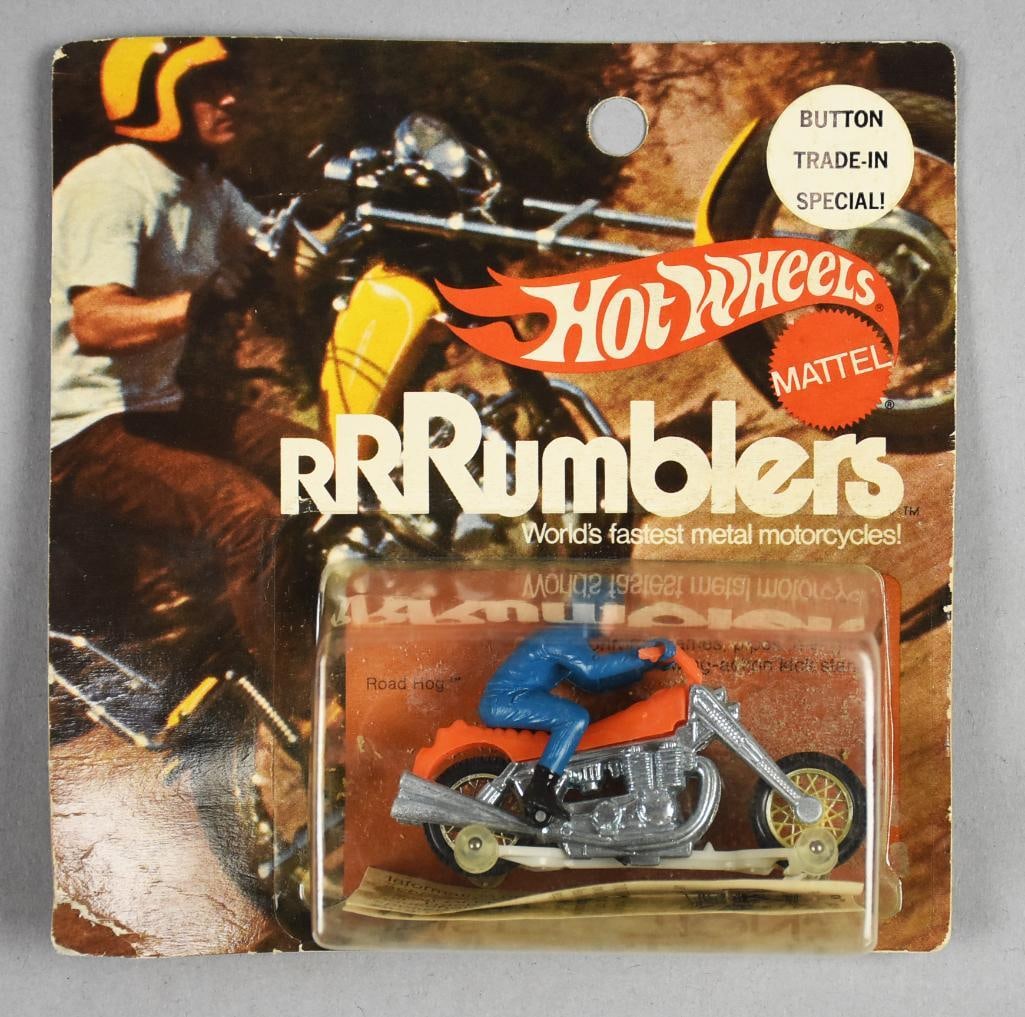 RARE!! 1970 Mattel Hot Wheels RRRumblers-Button Trade-In-MOC (1 of 4)