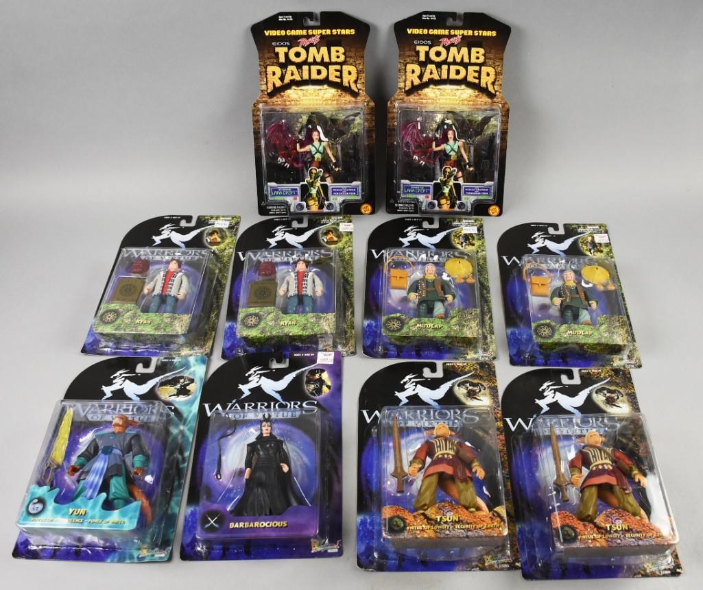 (10) 1997 Play Em/Toy Biz-Warriors of Virtue-Tomb Raider-NOS: Lot is 10 1997 Play 'Em and Toy Biz-Warriors of Virtue-Tomb Raider-MOC-NOS. Includes Tomb Raider, two Lara Croft. Warriors of Virtue: one each Yun and Barbarocious and two each Mudlap, Ryan and Tsun.&