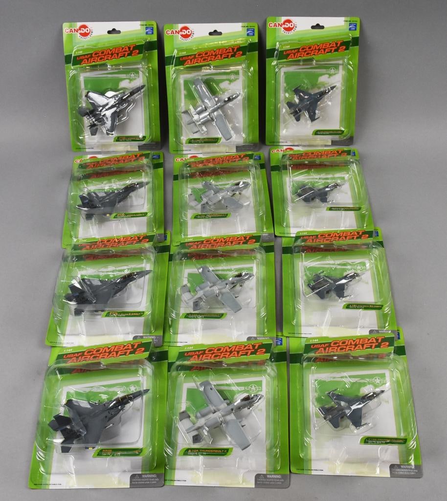 (8) 2005 2005 Can-Do 1:144 Pocket Army USAF Combat Aircraft-NOS: Lot is eight 2005 Can-Do 1:144 Pocket Army USAF Combat Aircraft-MOC-NOS. Includes Thunderbolt, Strike Eagle and Fighting Falcon. Lot with duplicates. Single owner collection from the largest toy colle