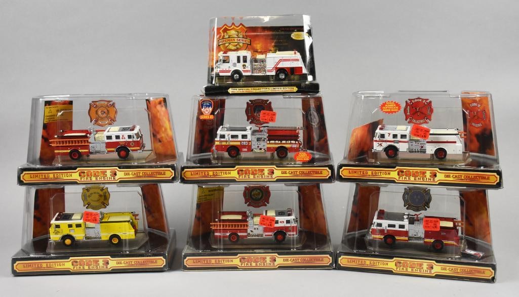 (5) 1990s Code 3 Collectibles Fireman Series, 1:64-MIP-NOS (1 of 3)
