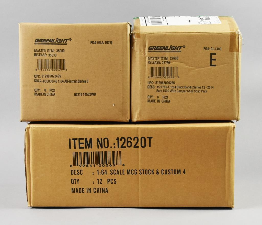 (3) 2000s GreenLight M2 Cartons-Die Cast 1:54 - NOS: Lot is three 2000s Factory Sealed GREENLIGHT M2 Cartons-Die Cast 1:54 - MOC-NOS. 1 is Black Bandit. 1 is All-Terraine, 1 is 1:64 Stock & Custom. Single owner collection from the largest toy collector 