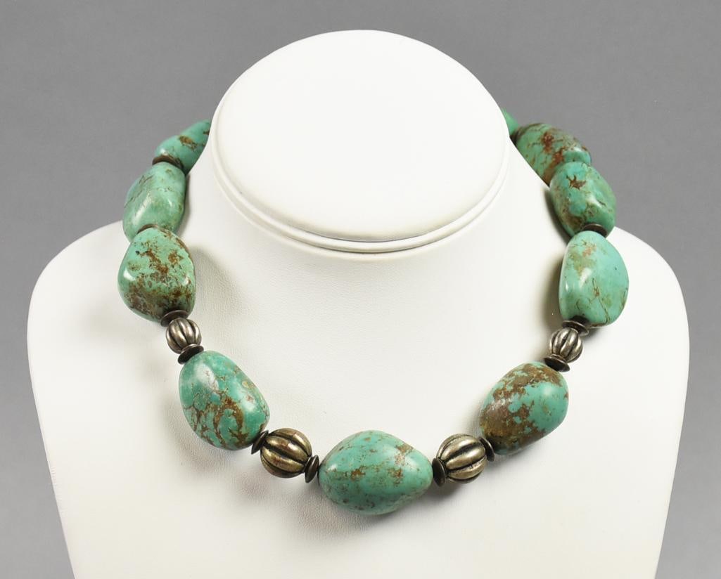 Large Turquoise Chunky Bead Choker Necklace (1 of 6)