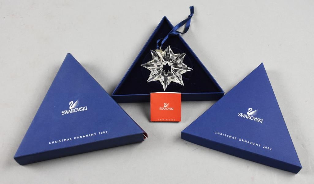 2003 Swarovski Snowflake Christmas Ornament-Original Box: Gorgeous Christmas ornament from Swarovski crystal snowflake. Great addition to your tree this year! Comes in the original box, was created in 2003.
