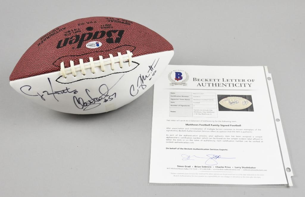 Matthews Family Signed Football, LOA from Beckett (1 of 5)