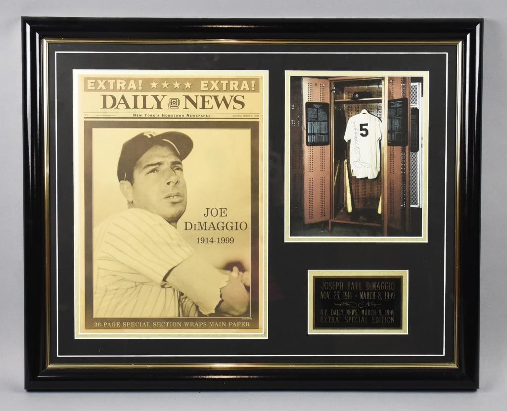 Vintage Joe DiMaggio Signed Shadowbox Wall Art-COA (1 of 8)