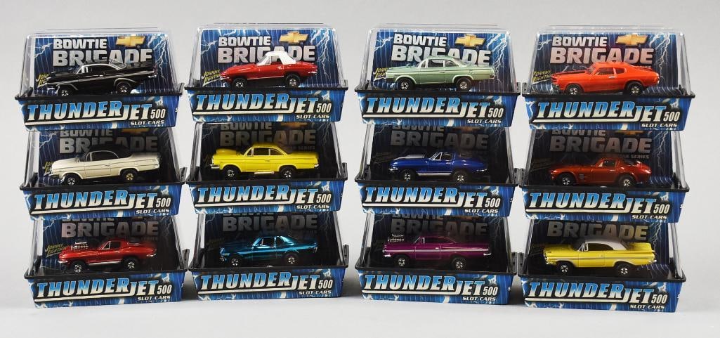 (12) 2004 Johnny Lightning Bowtie Brigade-Factory Box-NOS: Lot is 12 2004 Johnny Lightning Bowtie Brigade-Factory Box-NOS. Thunderjet 500 Slot Cars. Single owner collection from the largest toy collector on the west coast.