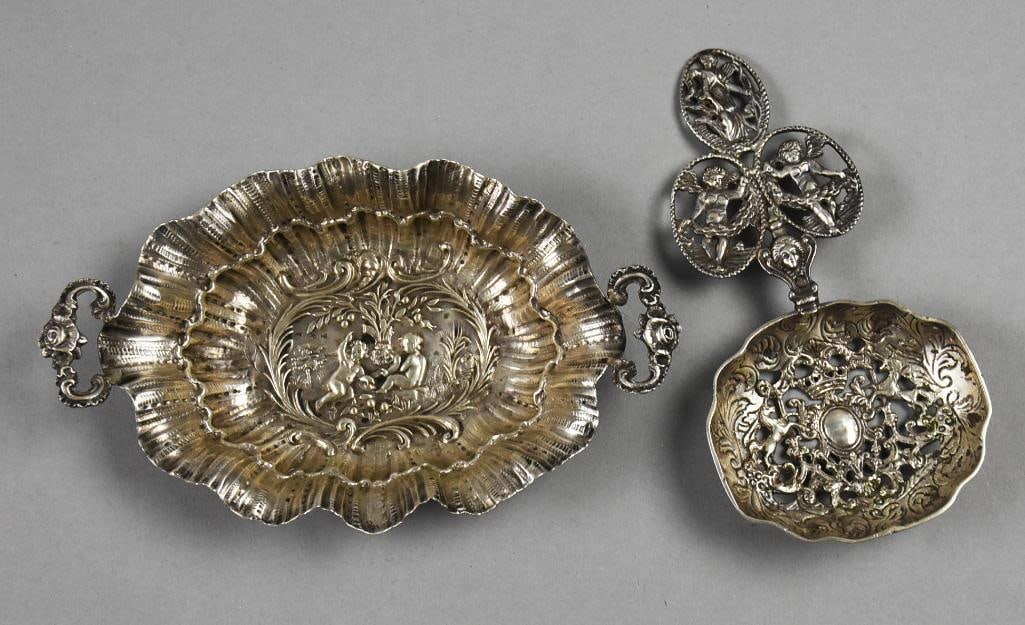 Antique Sterling ; 800 Silver Cherub/Putti Bowl; Spoon (1 of 9)