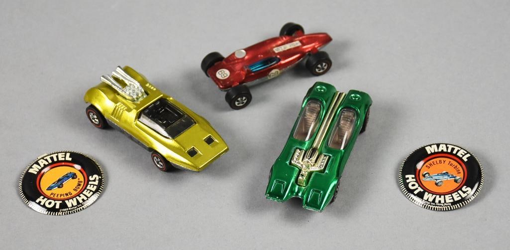 (3) 1968-69 Mattel Hot Wheels Redline Die-Cast w Buttons (1 of 7)