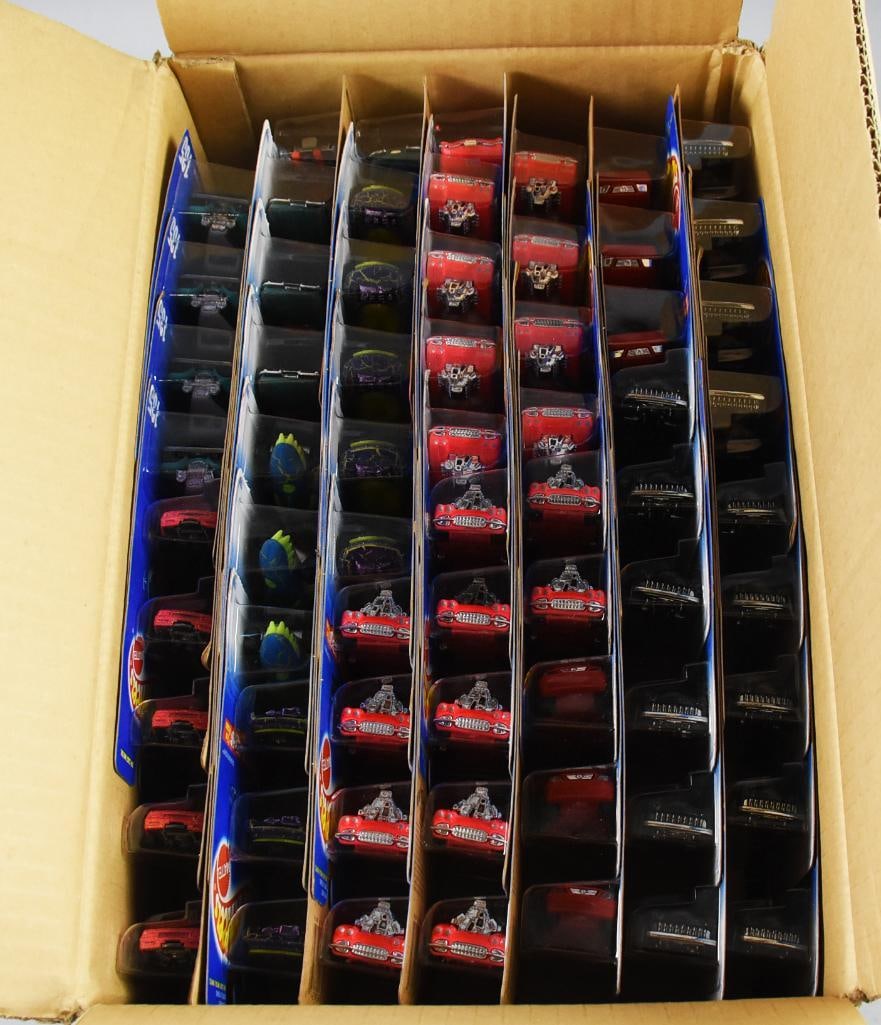 174 Mattel Hot Wheels Factory Shipping Case-MOC-NOS: Lot is a 1990s Mattel Hot Wheels Factory Shipping Case-MOC-NOS. The four?shown are 1994 with 174 pieces in total. Includes Chevy, Ford, Dragsters, Splittin' Image, Steel Passion and more. Lot with dup