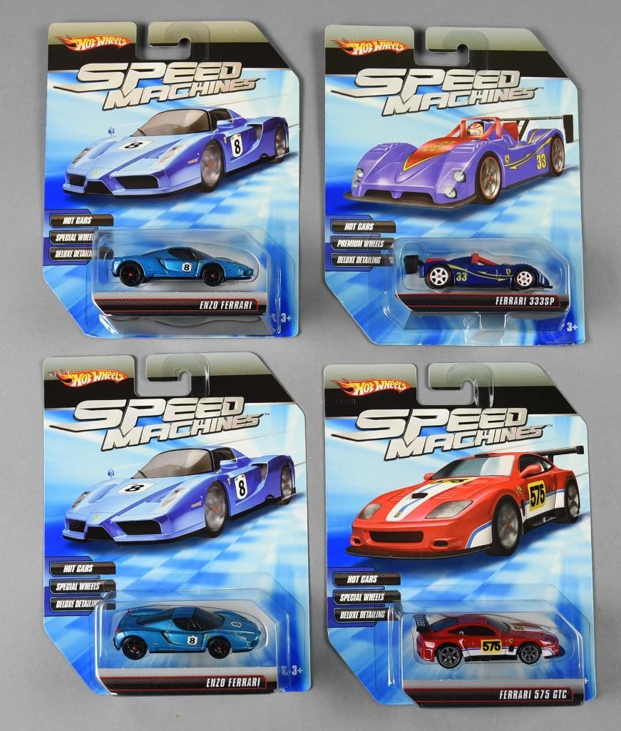 (4) 2009 Mattel Hot Wheels Speed Machines-Ferrari Asst-NOS (1 of 3)