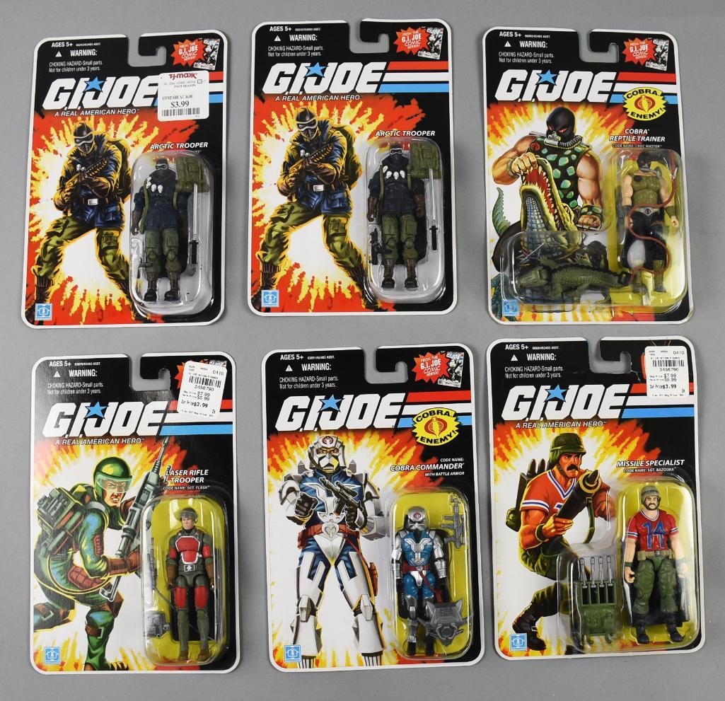 (6) 2007-08 Hasbro GI Joe Action Figures-MOC-NOS: Lot is six 2007-08 Hasbro GI Joe Action Figures-MOC-NOS. Includes Laser Rifle Trooper, Arctic Trooper x 2, Cobra Commander, Missile Specialist, Cobra Reptile Trainer, Single owner collection from the