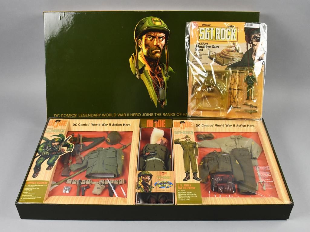 1981/2000 Remco & Hasbro GI Joe Sgt Rock 702/1,200 Collection: GI Joe featuring Sgt. Rock World War II action figure set by Hasbro. This item is a Previews Shared Exclusive, numbered 702 out of 1,200 produced. The set includes a detailed Sgt. Rock action figure w