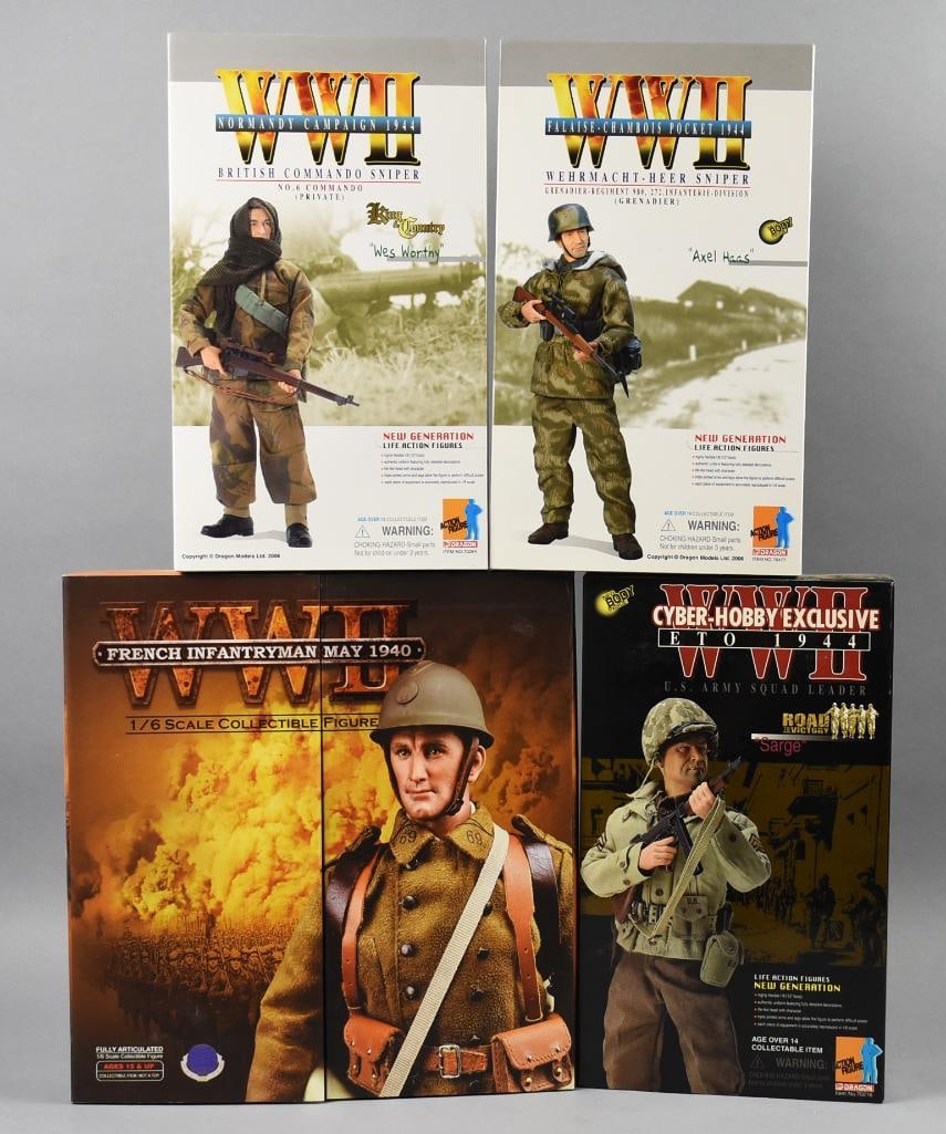 (4) 2000s Dragon Models Military 12" Action Figs-MIB-NOS (1 of 3)