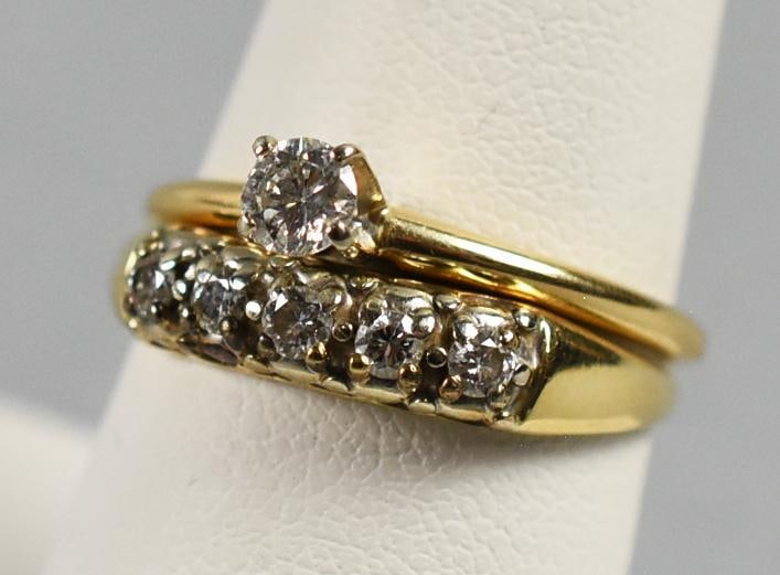 14K Yellow Gold and Diamond Wedding Set, Signed (1 of 8)