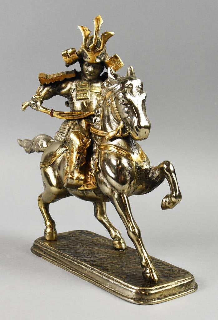 Silvered Japanese Mixed Metal Samurai on Horseback (1 of 13)