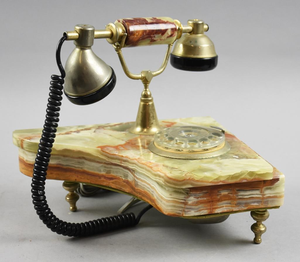 c1960 Italian Marble Piano Rotary Phone, WORKS!: This cool piece is believed to be of Italian origin from Fatap and was purchased at Luigi's Imports Inc. Nice rotary phone with antique style headset mounted to a piano shaped base that appears marble