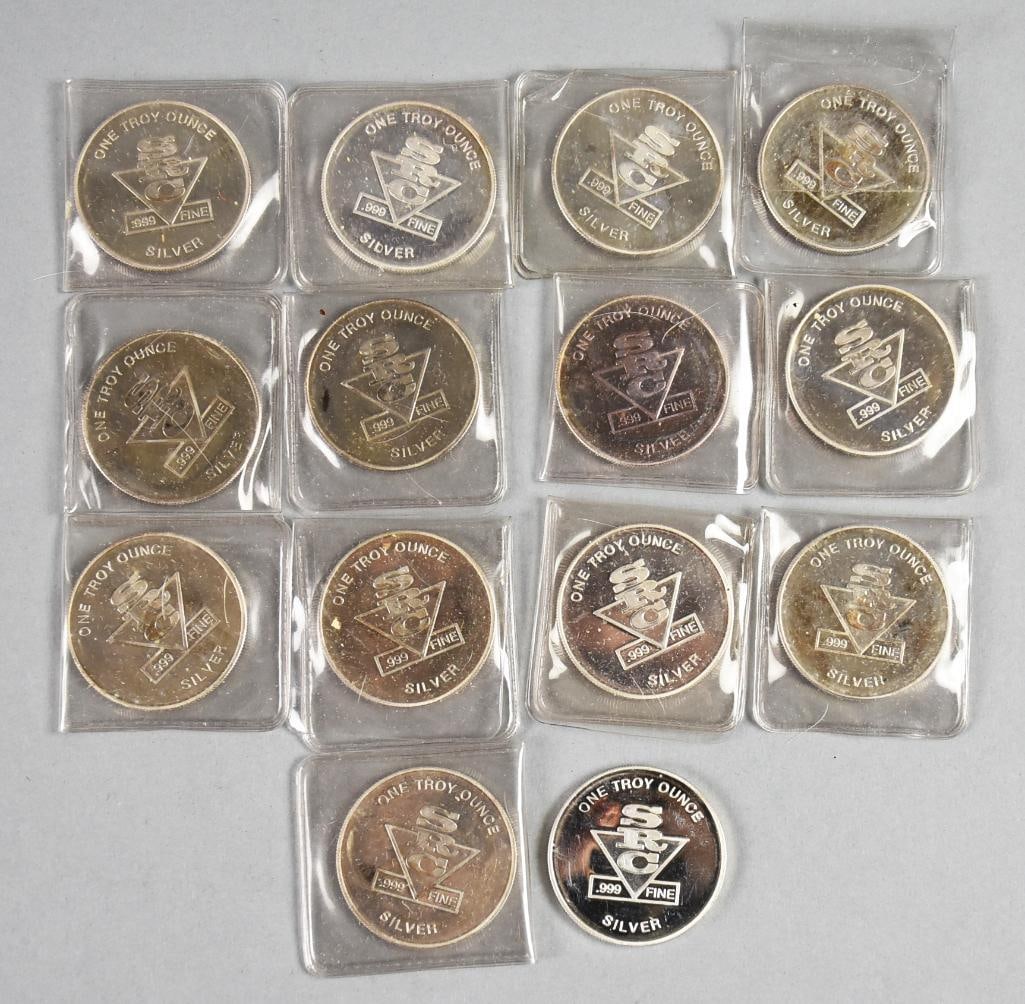 (14) 999 Silver Round Flying Eagle/Liberty Bell-1 OZT (1 of 4)