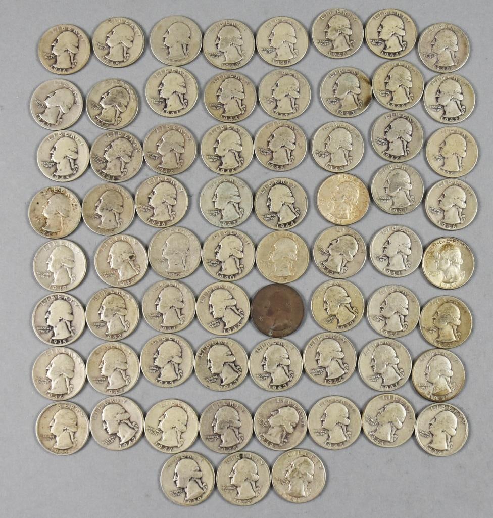 (67) 1930s-40s Washington Quarters 90% Silver-G to VG (1 of 7)