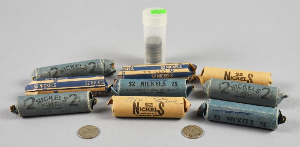 (9) 1930s-70s Unsorted Nickel Rolls w/ Extras Buffalo Plus (1 of 12)