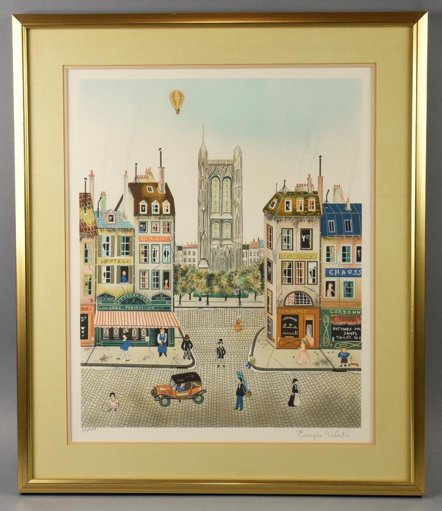 Eugene Valentin (2th Century) 1981 Tour St. Jacques Litho-COA (1 of 8)