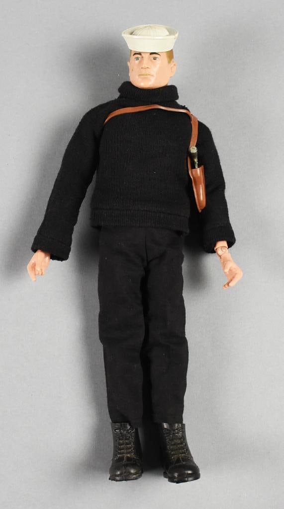 1964-65 Hasbro GI Joe w/ Scar Aquanaut - Full Uniform: Lot is a 1964-65 Hasbro GI Joe w/ Scar Aquanaut - Full Uniform. Appears to be complete with holster and gun and sailor hat. Single owner collection from the largest toy collector on the West Coast.